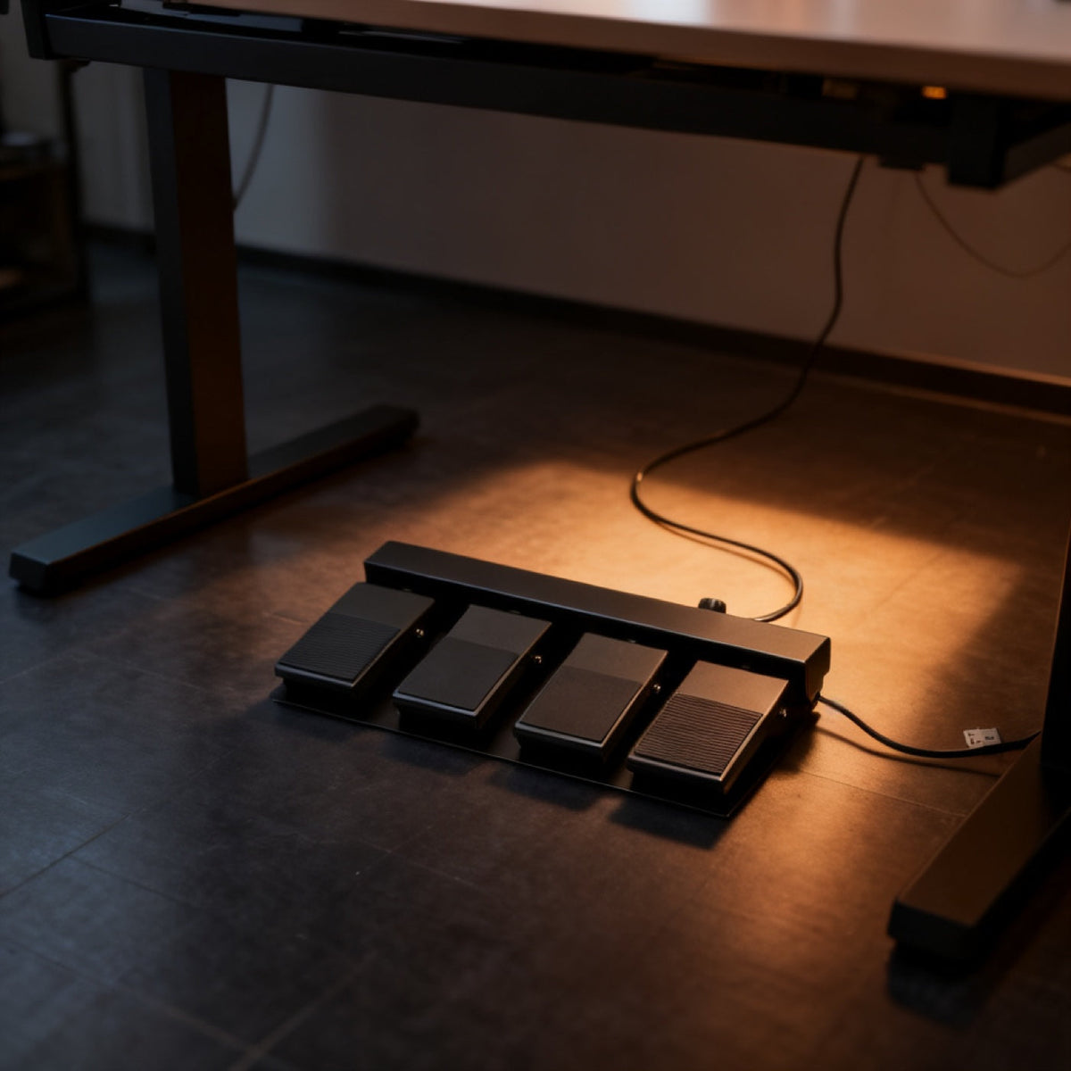 Pedal Four shown in a developer desk setup