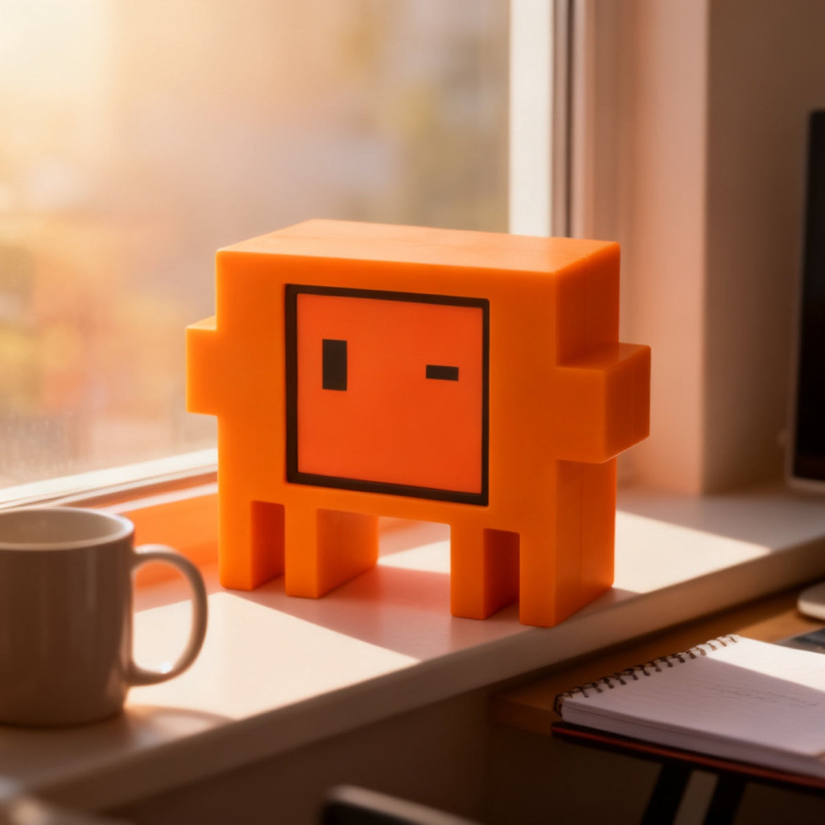 Agent Pet shown in a developer desk setup