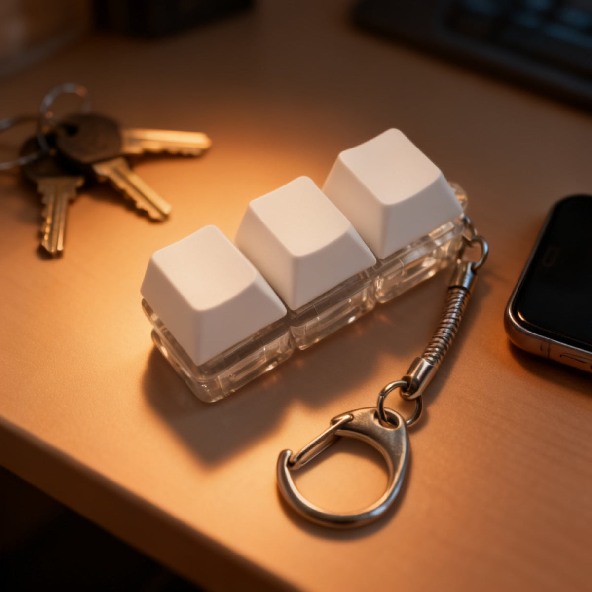 Keycap Fidget shown in a developer desk setup