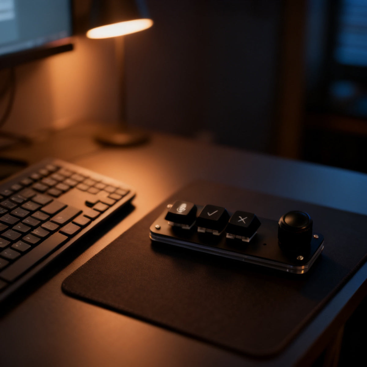 Voice Pad shown in a developer desk setup