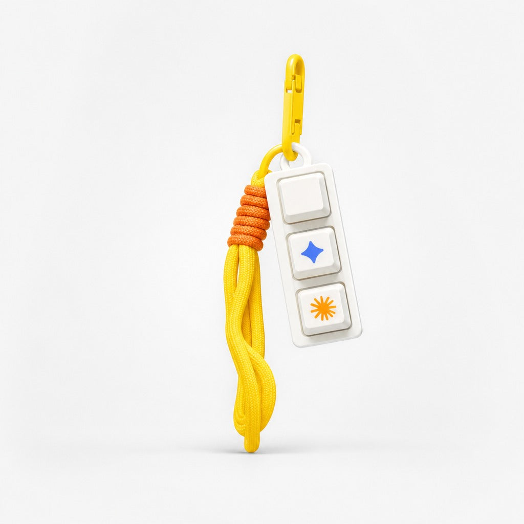 Triple Keycap Charm with braided cord and carabiner